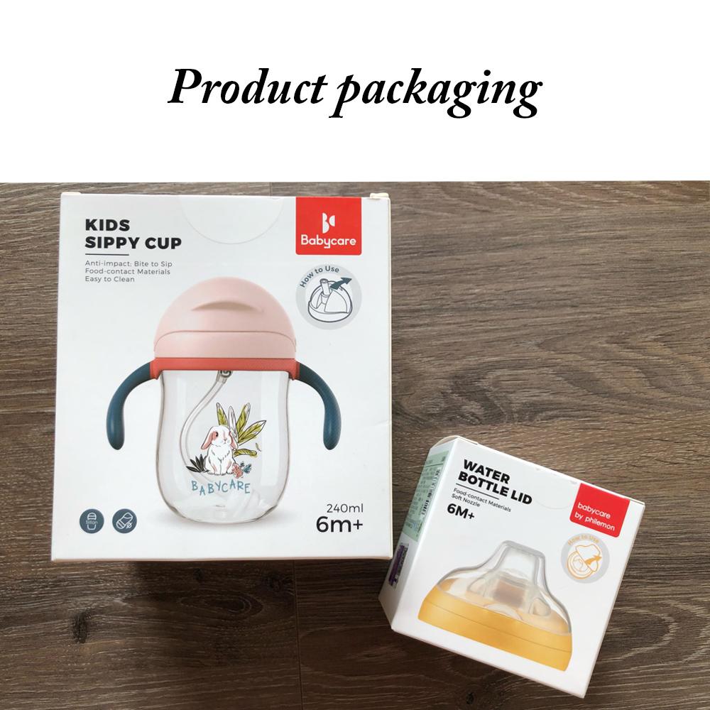 Trước Công Nguyên Babycare Bé Sippy Cup In Chống Nghẹn Ngào Tay Cầm & Sling Cho Ăn Mỏ Vịt Cúp Bi Trọng Lực Uống Học Ống Hút bình Nước