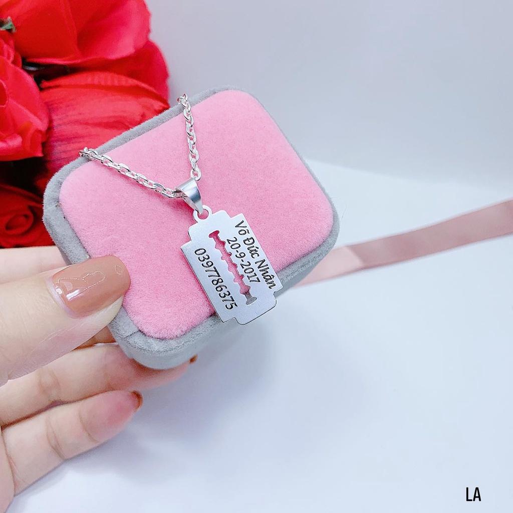 Dây chuyền vòng cổ bạc bé trai mặt khắc chữ miễn phí MS140120,phụ kiện,Vàng bạc an chi