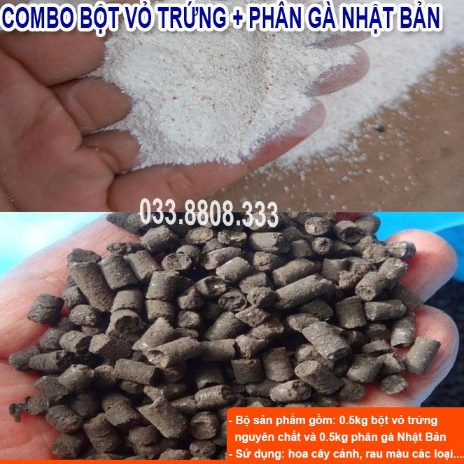 Combo 500gram Phân Gà Nhật & 500gram Bột Vỏ Trứng Gà Đã Qua Xử Lý Giúp Cải Tạo Đất
