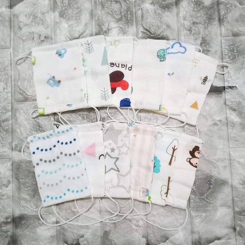 Khẩu trang vải cotton xô cho bé, dày dặn 4 lớp, chống bụi cực tốt cho các con