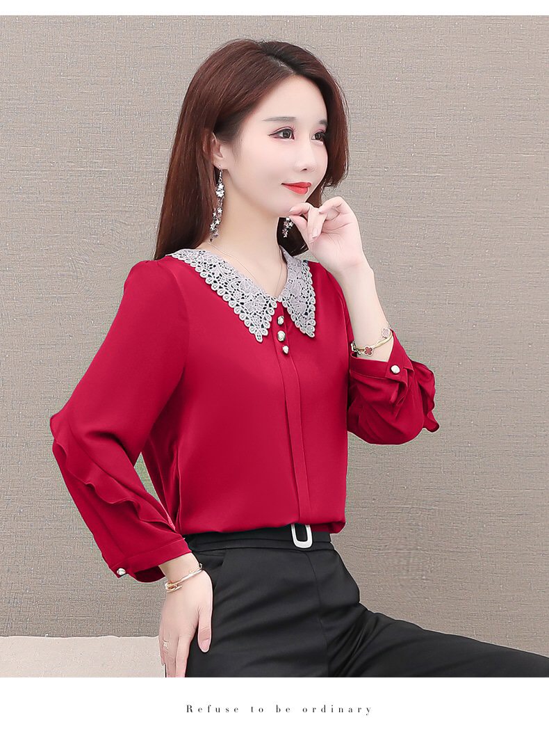 Áo sơ mi nữ cổ phối ren - NH448