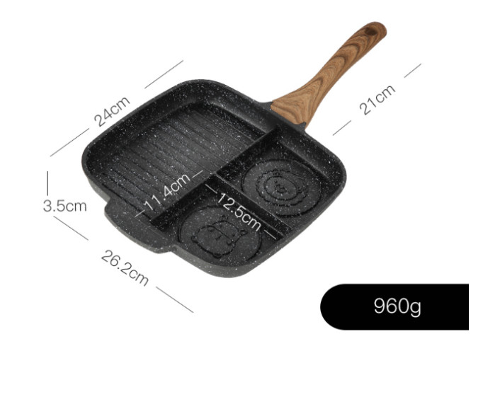 Chảo 3 Ngăn Chống Dính Hợp Kim Nhôm - 24x26.2cm  960g