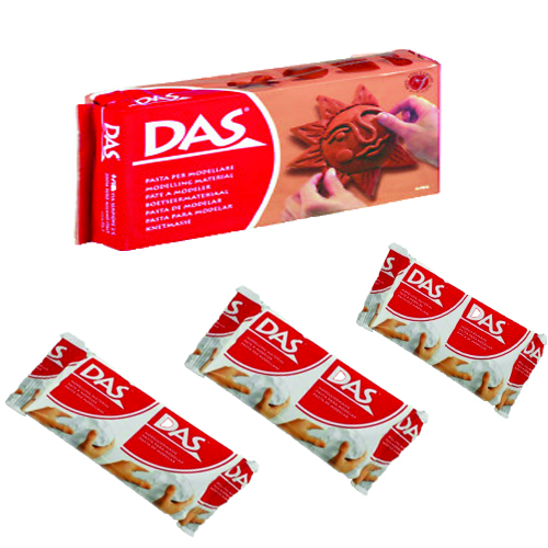 Combo 1 túi Đất sét DAS màu nâu 0,5kg và 3 túi Đất sét DAS màu trắng 150g