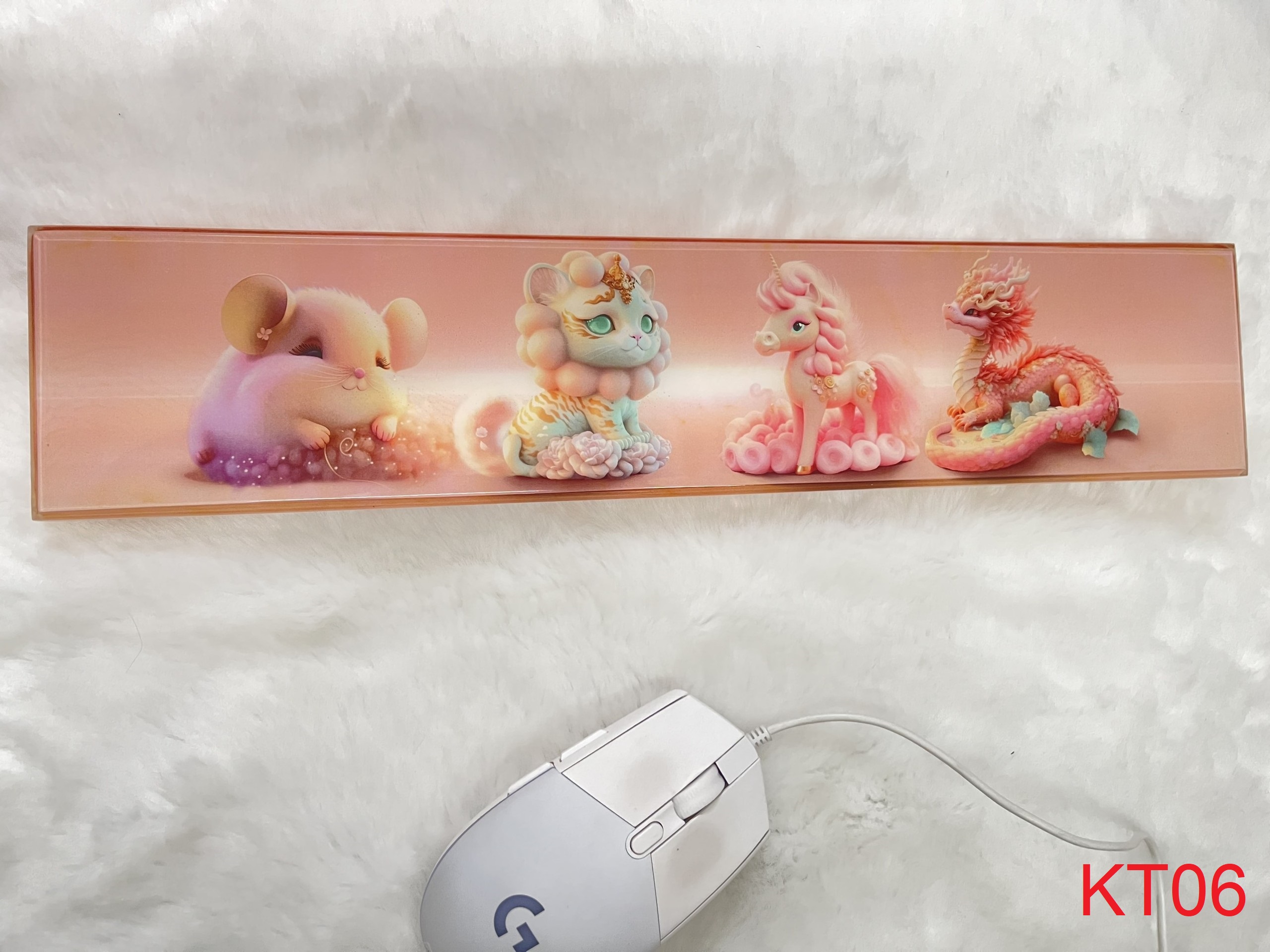 Kê tay bàn phím - Kê tay bàn phím resin - Hình 12 con giáp design màu hồng