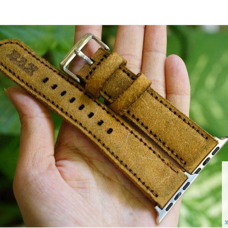 Dây apple watch da bò lộn nâu vừa handmade - RAM classic 1960 - RAM leather
