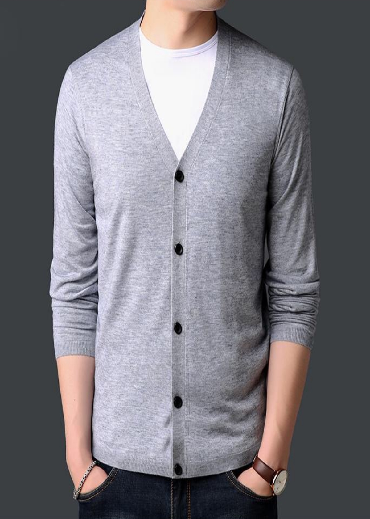 Áo Khoác Nhẹ Nam Cardigan Chất Nỉ Phối Cổ Tim Phong Cách Nam Tính Cao Cấp AN14 - ShopN6