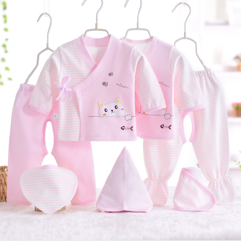 Mua Set Đồ Sơ Sinh 7 Chi Tiết Cho Bé Bé Gái Màu Hồng ( 2 Bộ Đồ, 1 Yếm, 1  Khăn Quấn Bụng, 1 Mũ) | Tiki