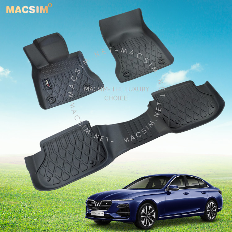 Thảm lót sàn xe ô tô VinFast Lux A Nhãn hiệu Macsim chất liệu nhựa TPE cao cấp màu đen