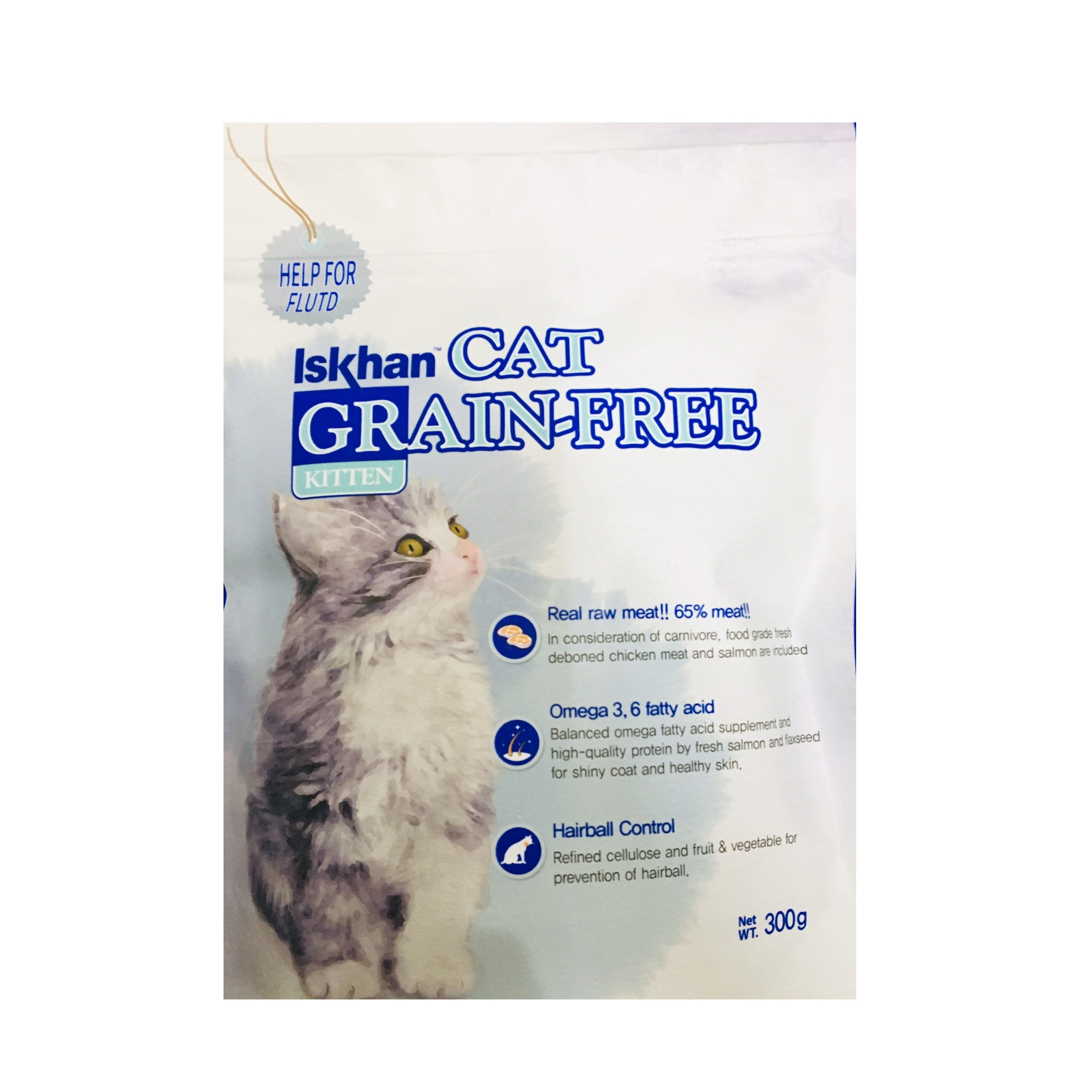 Thức ăn ngăn ngừa dị ứng và chăm sóc da lông cho mèo con Iskhan Cat Grain Free Kitten 300gr