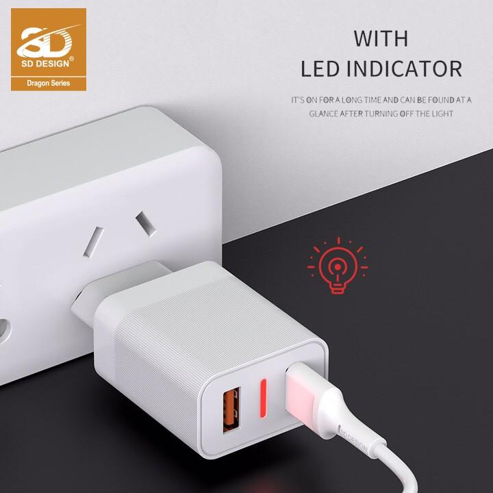 Bộ Củ+ cáp sạc SD DESIGN HG01 đầy đủ chân sạc ,TypeC,Micro cho mọi ĐT ip,ss,..
