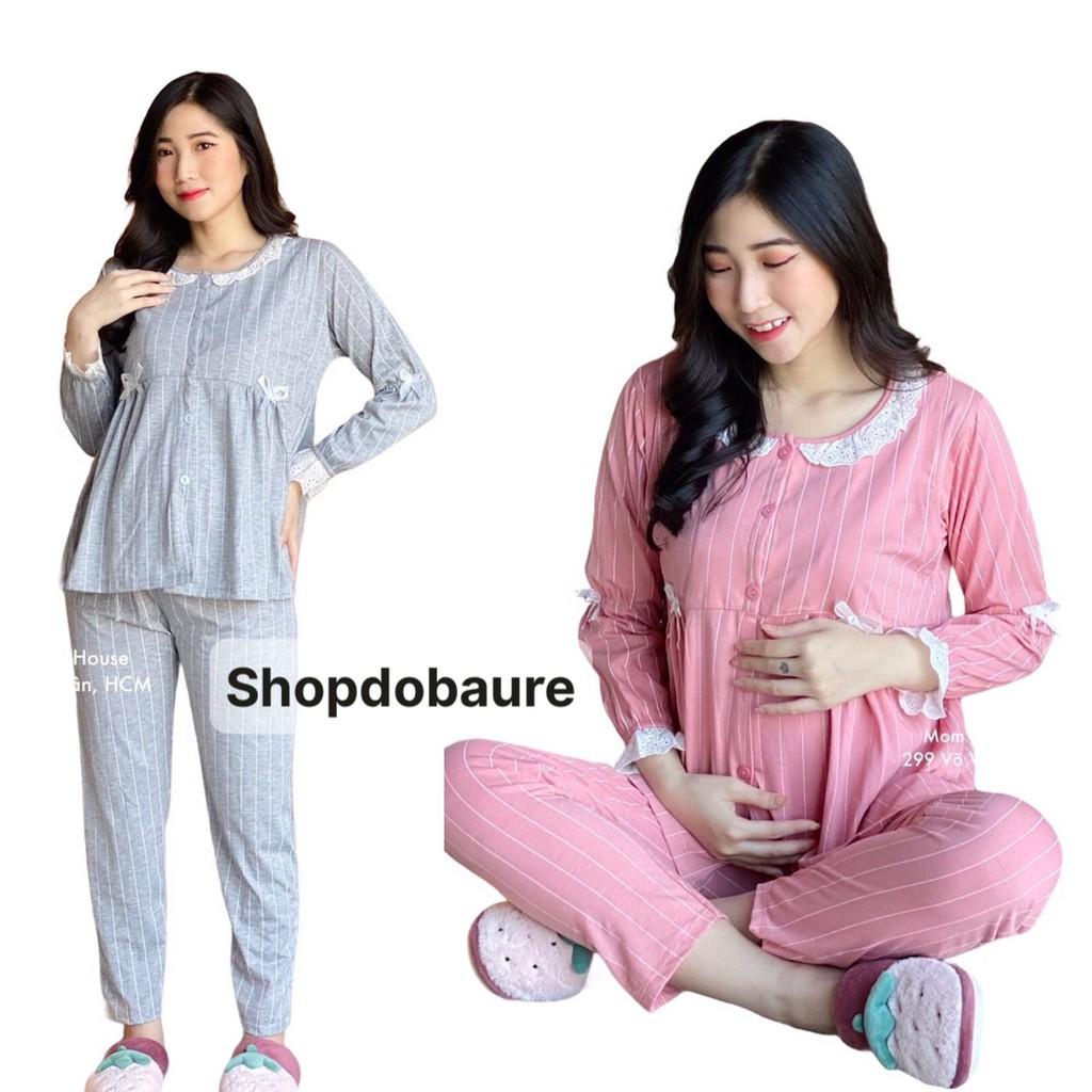 Bộ bầu và sau sinh cotton dài tay Thu Đông