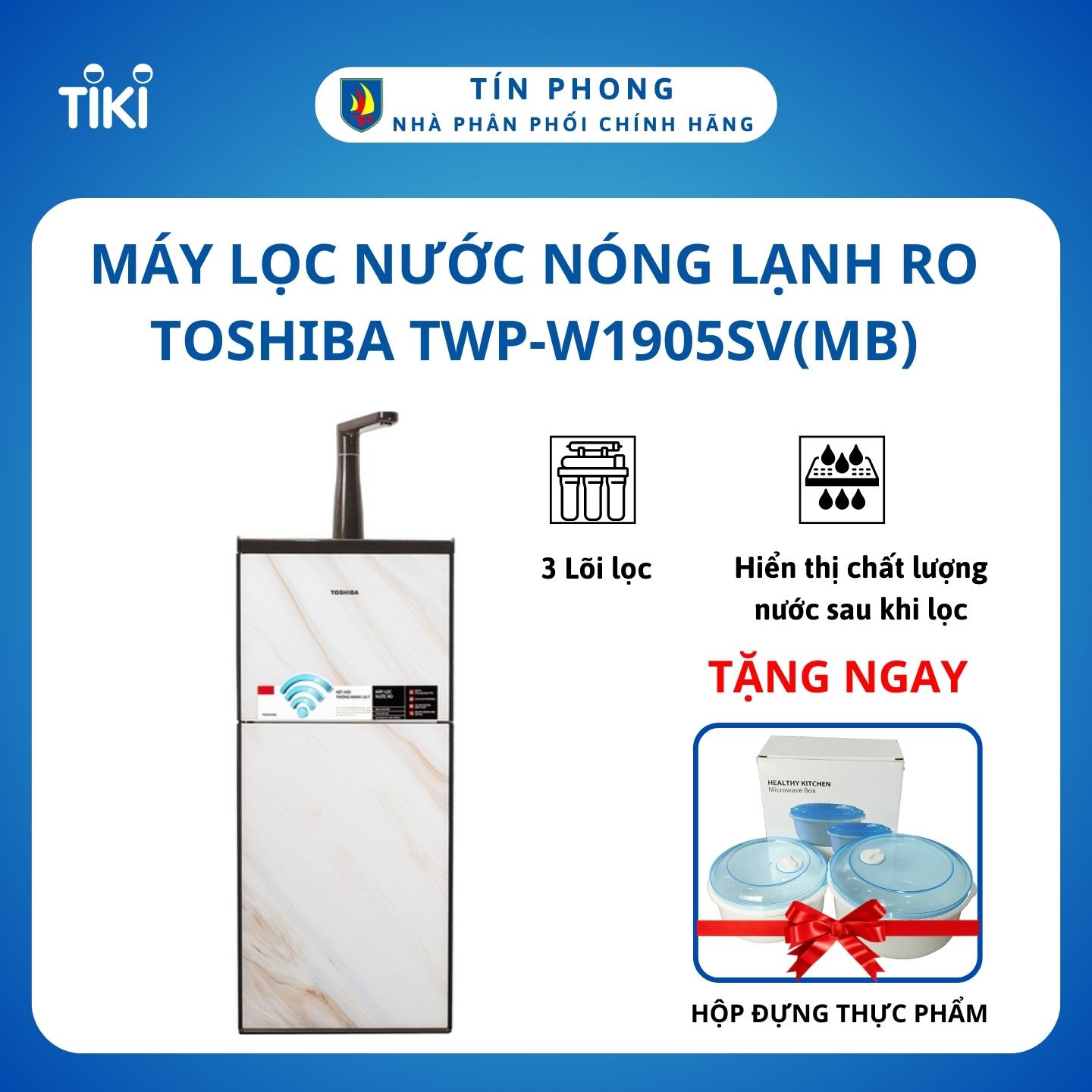 Máy lọc nước nóng lạnh RO Toshiba TWP-W1905SV(MB) - Đèn cảnh báo thay lõi lọc - Điều khiển máy bằng điện thoại - Hàng chính hãng