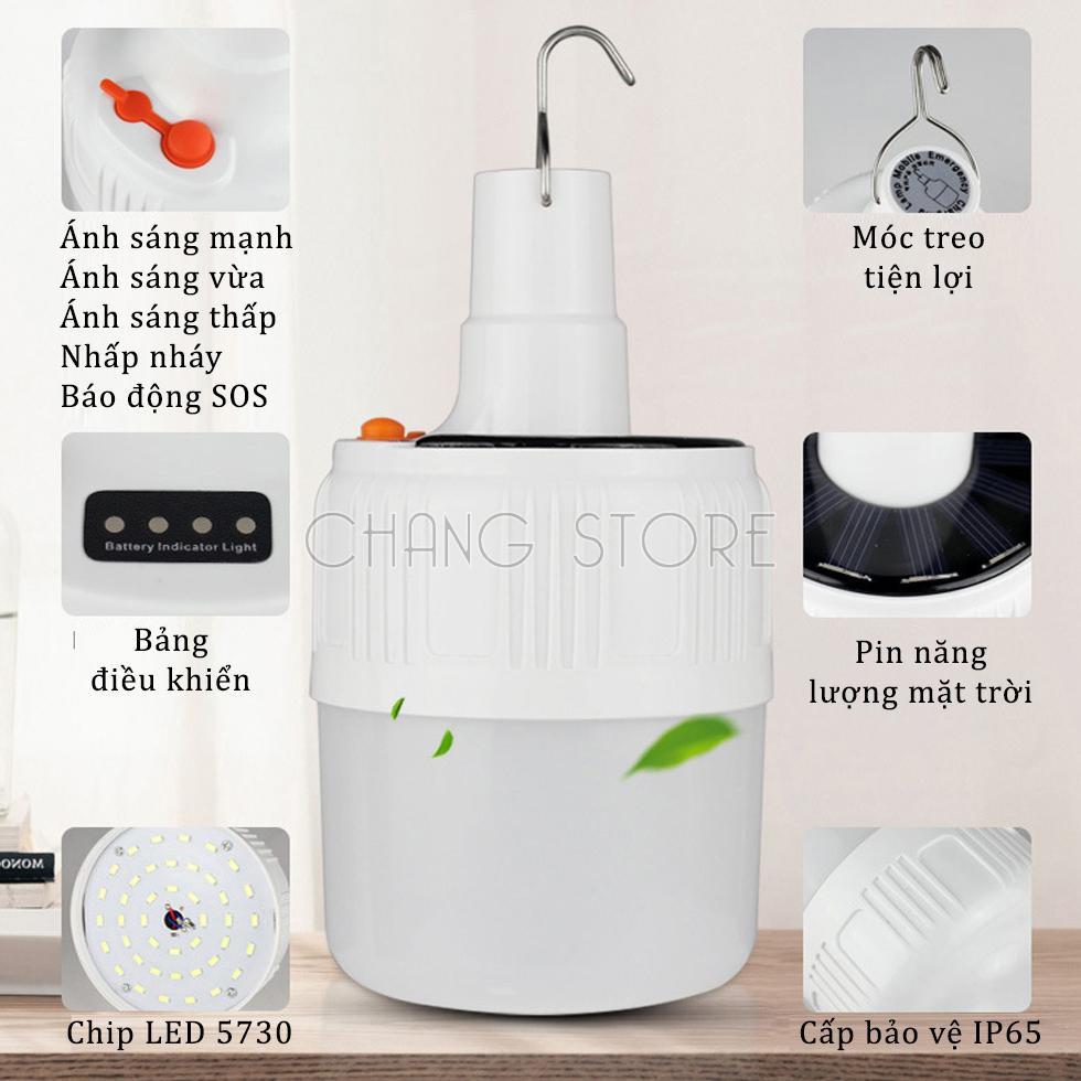 Bóng đèn tích điện 80W tích hợp sạc năng lượng mặt trời hoặc sạc DC, điều khiển bật tắt từ xa