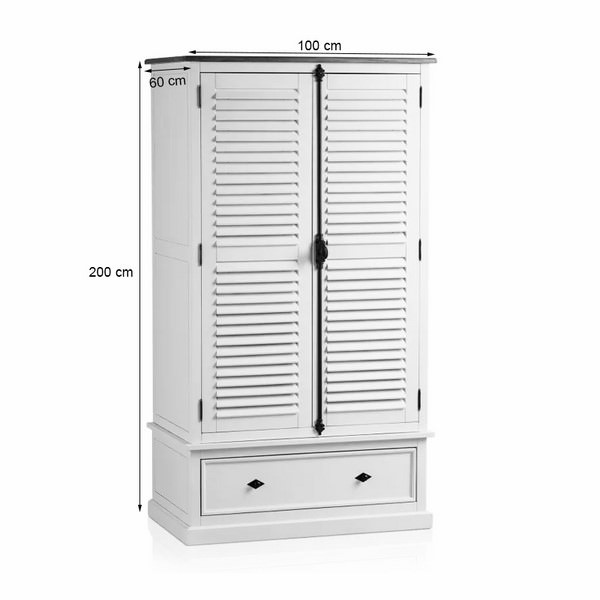 Tủ Quần Áo 2 Cánh Shutter Gỗ Sồi Ibie BSW2SHUO10 - Trắng
