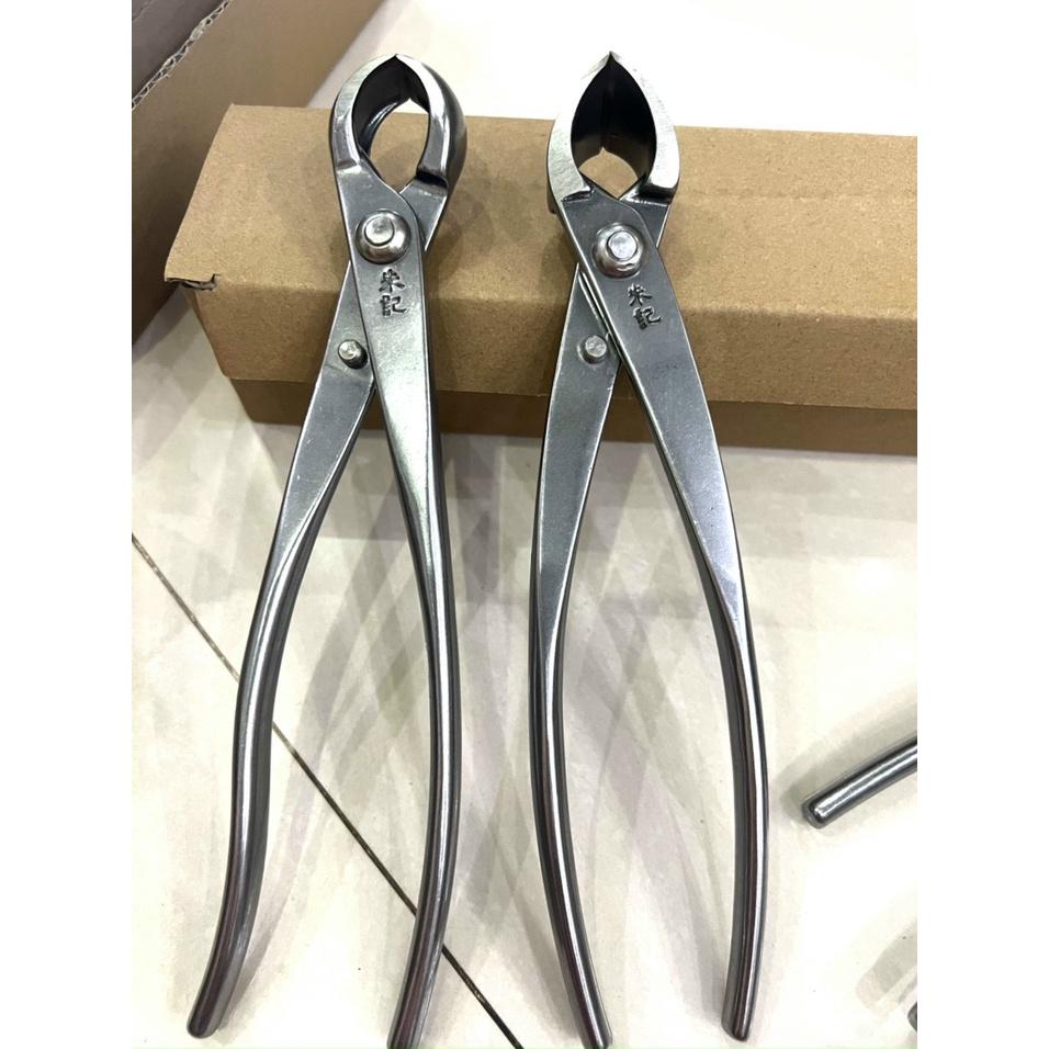 SET Kìm Cạp Tròn + Cạp Chéo Thép Trắng Nguyên Khối CN Nhật Bản, Dụng cụ Chuyên Cắt Tỉa Cây Bonsai, Cây Cảnh