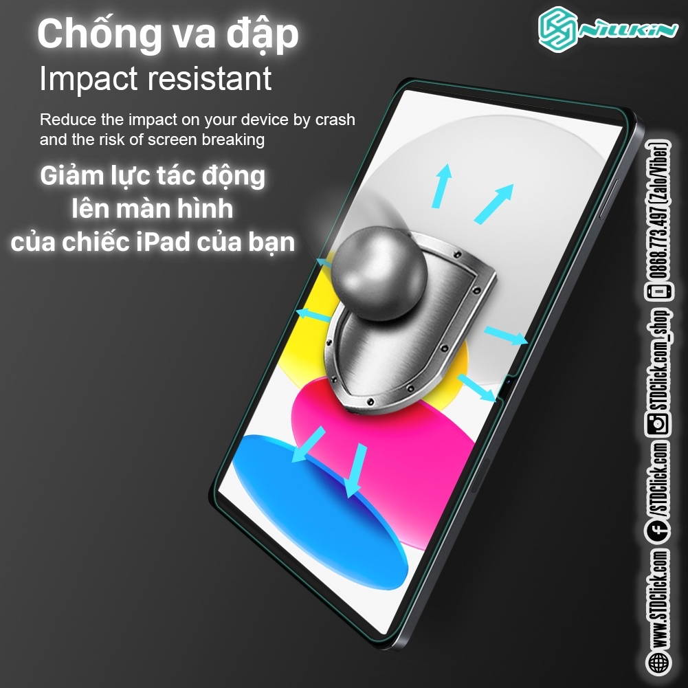 KÍNH CƯỜNG LỰC DÀNH CHO IPAD 2022 - GEN 10 - 10.9 2022 NILLKIN H+
