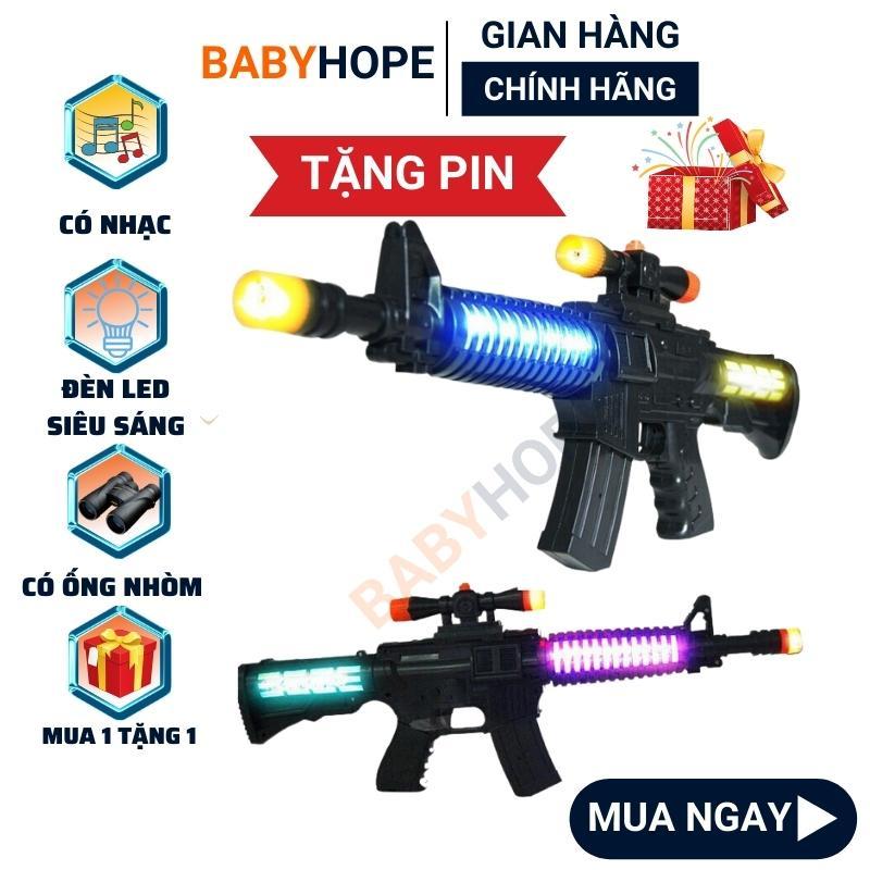 Súng đồ chơi trẻ em AK chạy pin có nhạc đèn đồ chơi Nhíp Shop - Nhíp Shop