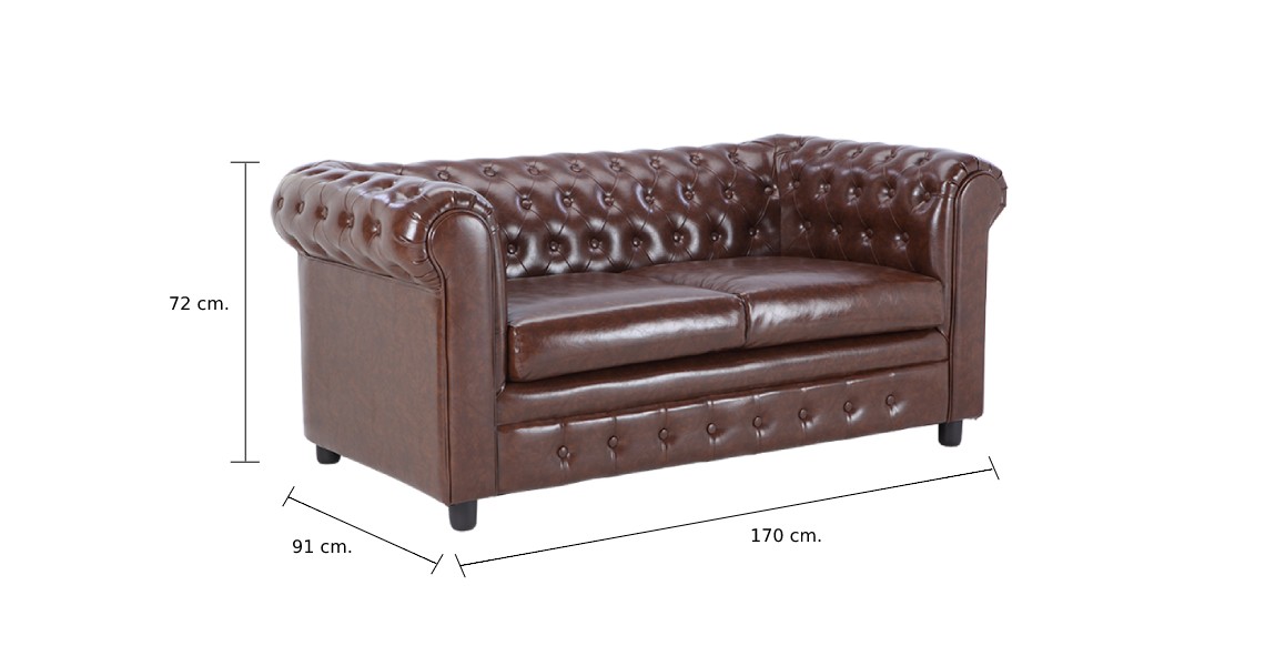 Ghế sofa 3 chỗ BASELLO/P khung gỗ, đệm bọc da PVC cao cấp nâu bóng sang trọng | Index Living Mall - Phân phối độc quyền tại Việt Nam