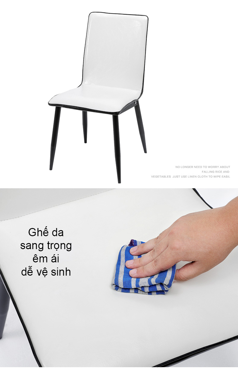 Bộ Bàn Ăn dành cho 4 người cao cấp phong cách sang trọng kích thước 120x70 mặt kính ghế bọc da