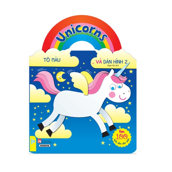 Combo 2 cuốn Tô màu và dán hình: Unicorns