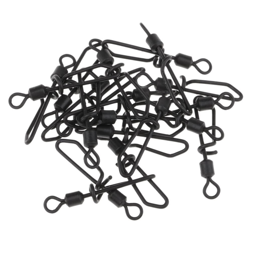 20pcs Q-Shaped Matt Black Carp Quick Change Swivel Fishing Terminal Tackle