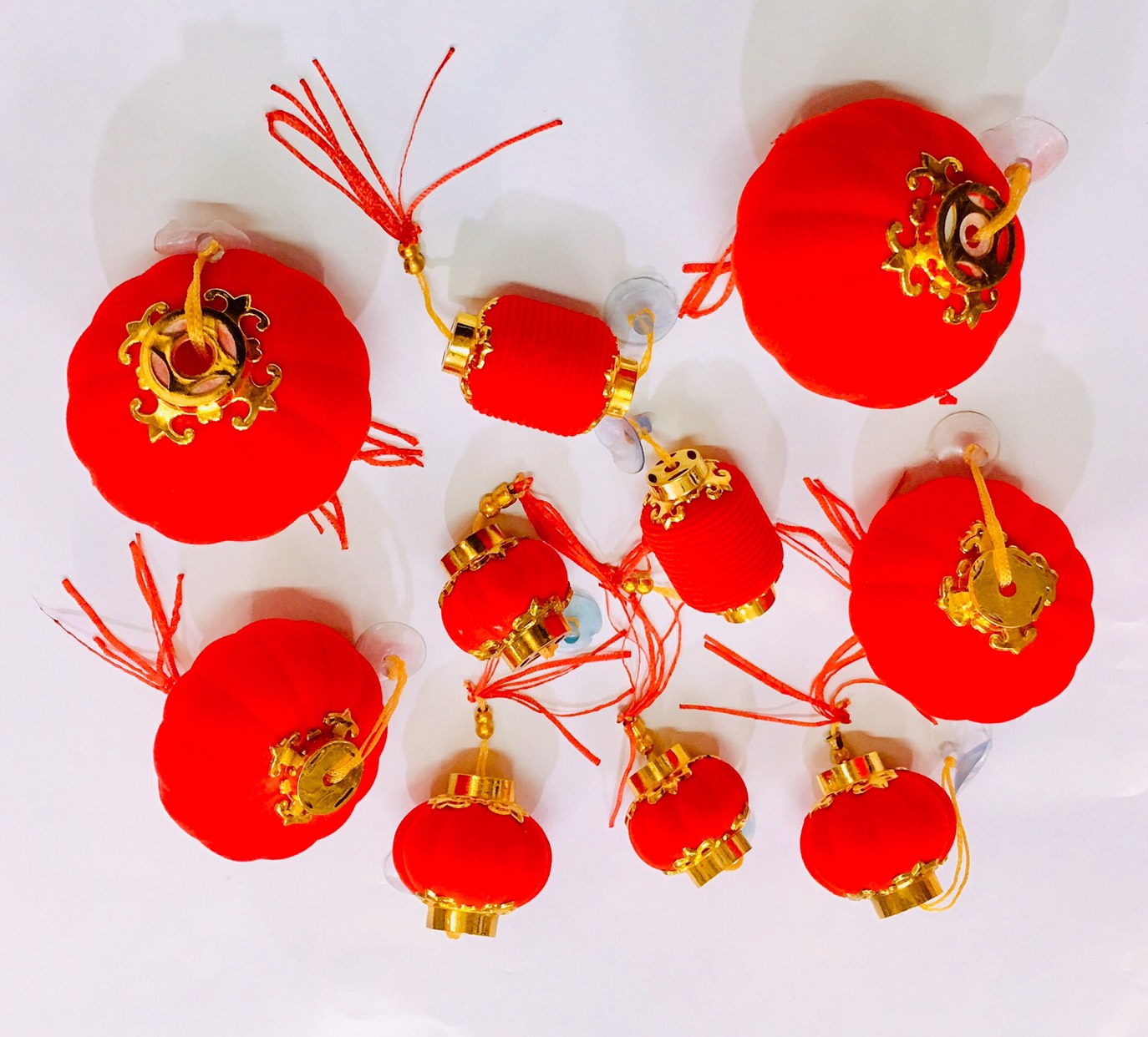 Dây đèn lồng trang trí tết combo 10 dây quả size khác nhau