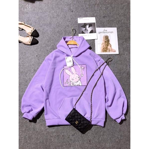 Áo Hoodie Thỏ Tím phong cách Ulzzang Hàn Quốc, áo nỉ cotton tay dài CoolZ CZ0701