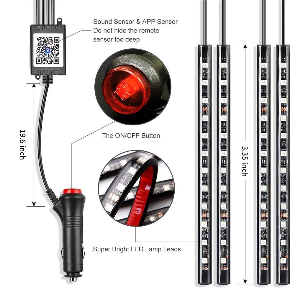 Dây Đèn Led 8 Màu Chống Nước Trang Trí Nội Thất Xe Hơi