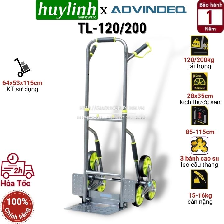Xe Kéo Đẩy Leo Cầu Thang 6 Bánh Rút Gọn ADVINDEQ TL-120/200