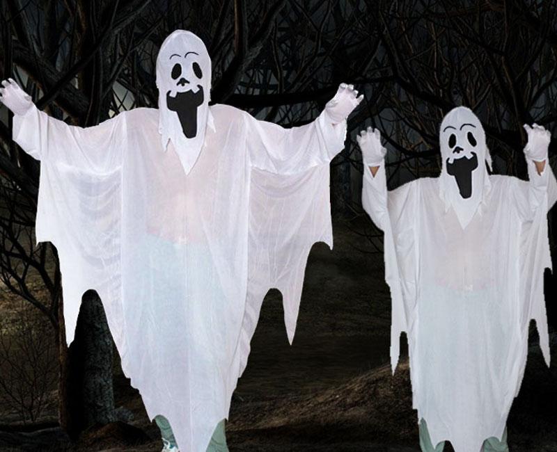 White Ghost Gown with Hoodie Mask and Gloves Child Halloween Costume