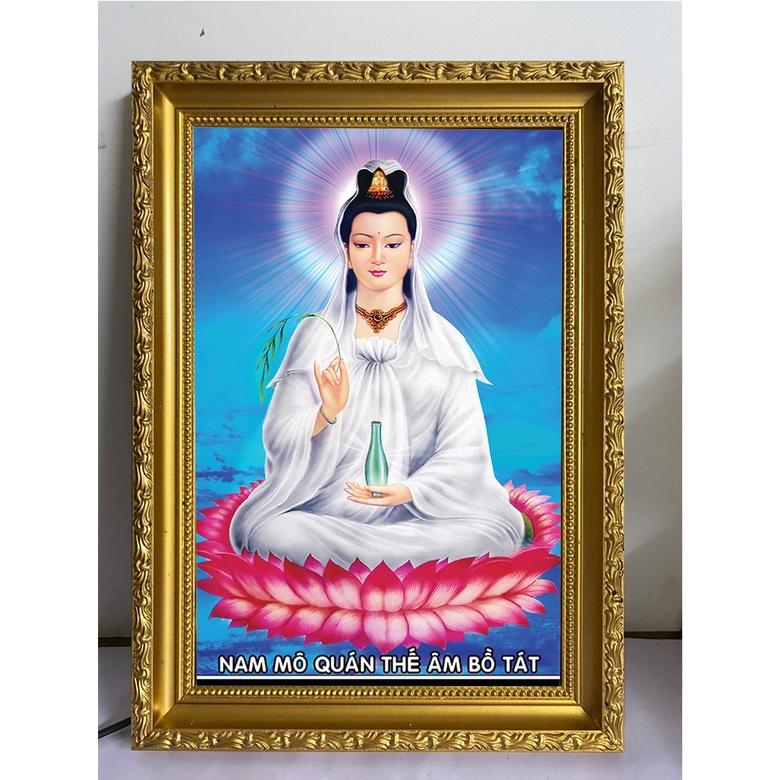 Tranh đèn led hiện đại trang trí phòng thờ, tranh led 3D siêu mỏng nhiều mẫu hình phật quan âm, phật adida cao cấp