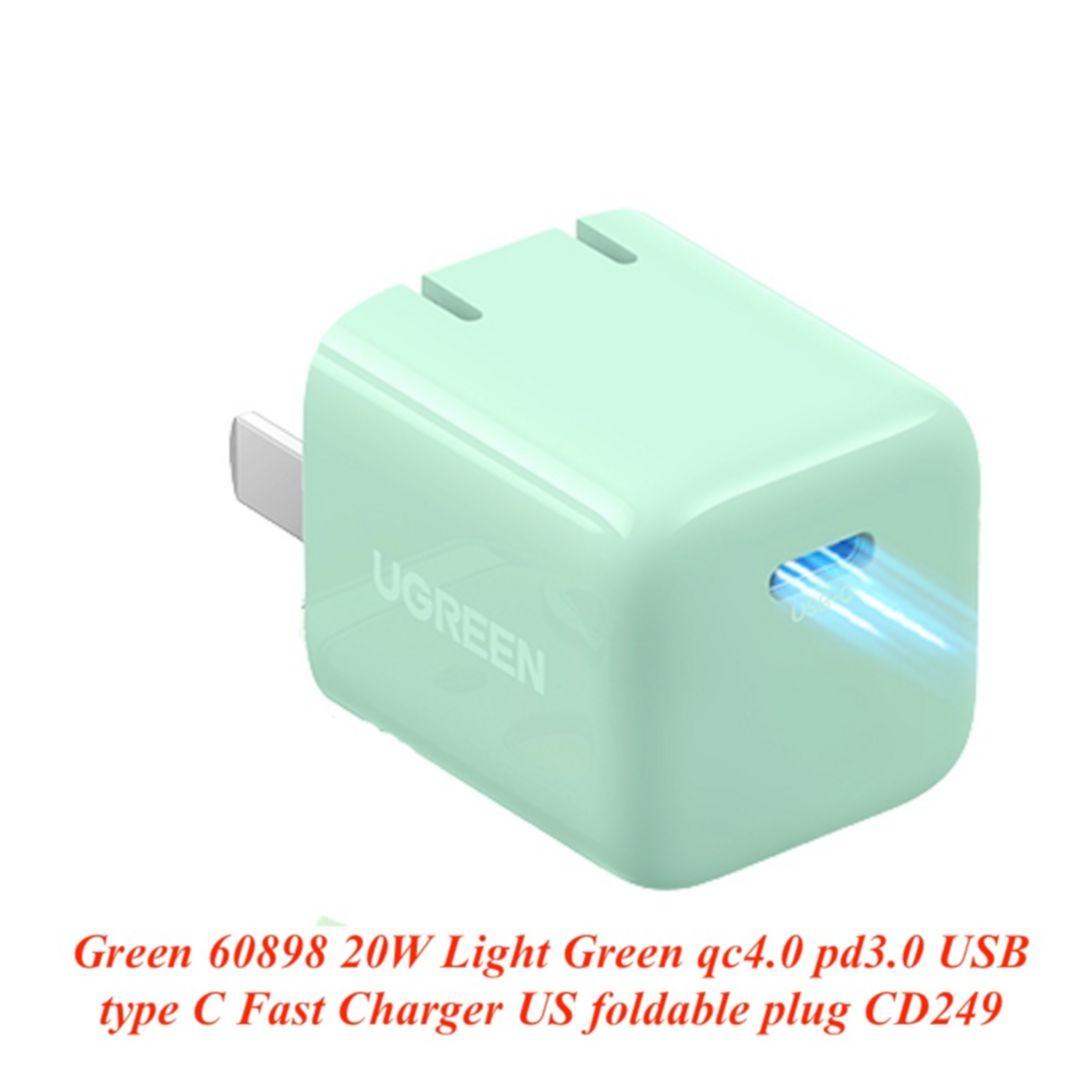 Ugreen UG60898CD249TK 20W Màu Xanh lá Bộ Sạc nhanh QC4.0 PD 3.0 USB Type-C chuẩn cắm US - HÀNG CHÍNH HÃNG