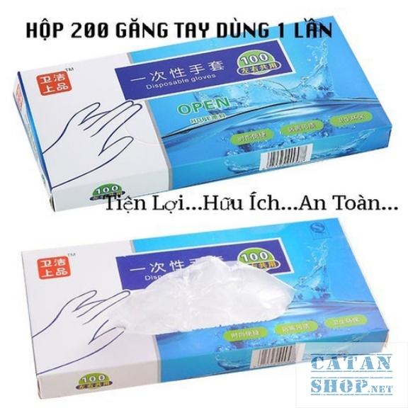 Hộp 200 Chiếc găng tay Nilon dùng 1 lần Găng tay mỏng dai dễ sử dụng, an toàn GD537-Gangtay