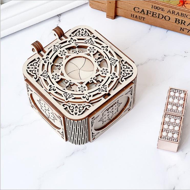Đồ chơi lắp ráp gỗ 3D Mô hình Chuyển động Hộp trang sức Jewelry Box G609d kèm Hộp nhạc