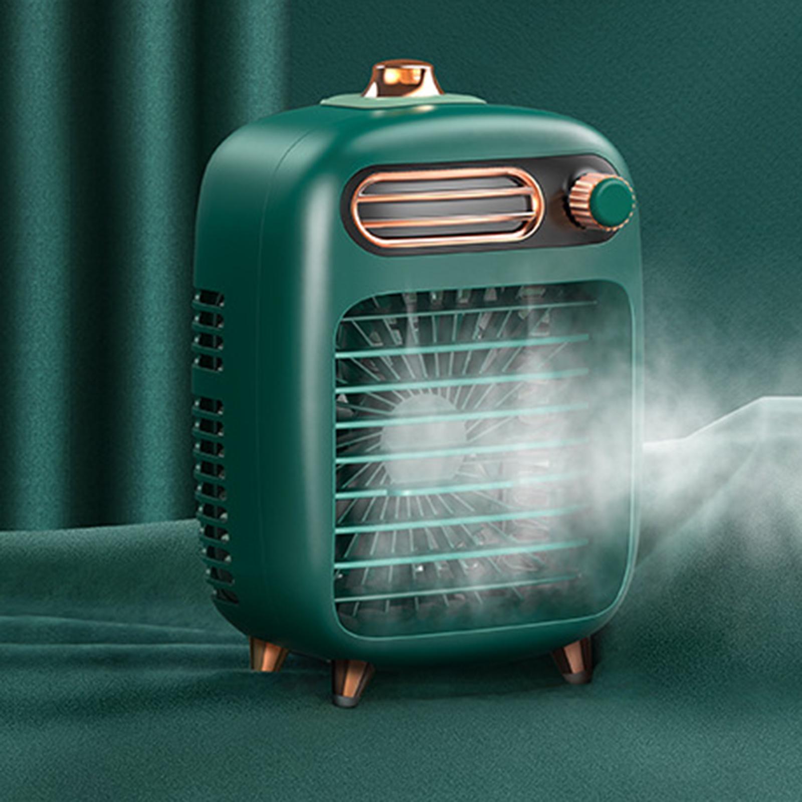 Personal Evaporative Cooler and Air Humidifier, Portable Desktop Air Conditioner, Desktop Cooling Fan, USB USB Rechargeable, with LED Night