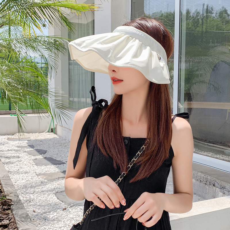 Nón chống nắng nữ mũ nửa đầu vành rộng phong cách Hàn Quốc