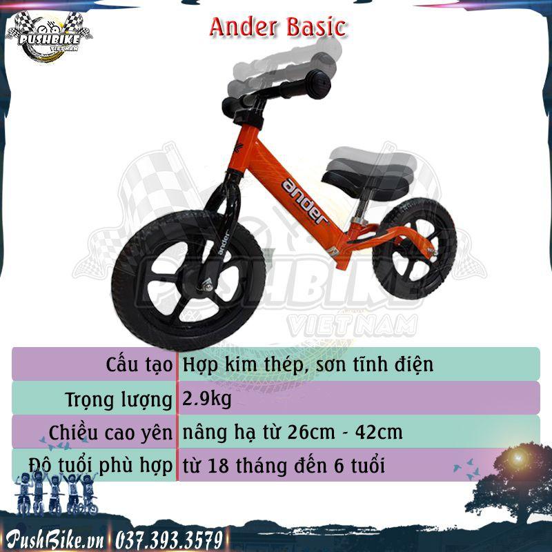 Xe thăng bằng Ander Basic cho bé từ 1.5 đến 6 tuổi - Hợp kim thép, sơn tĩnh điện, nặng 2.9kg