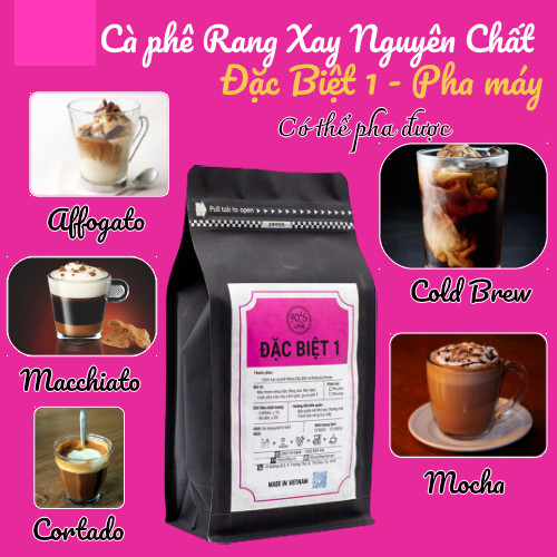 Cà Phê Rang Xay Nguyên Chất - 90S Coffee Vietnam | Đặc Biệt 01 | Công Thức Phối: Moka Cầu Đất + Robusta Honey | 100% Cà Phê Sạch | Cafe Pha Máy - Đắng Vừa - Hậu Ngọt