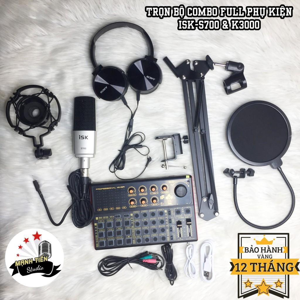 trọn bộ combo micro S700 + sound card K3000 + full phụ kiện livestream karaoke thu âm sang trọng cực hay bảo hành 12th