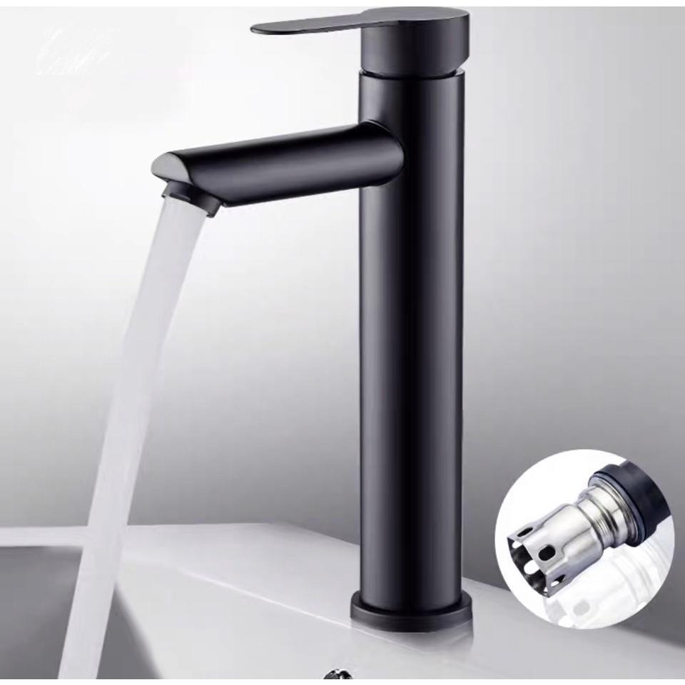 VÒI LAVABO NÓNG LẠNH TRÒN ĐEN 30CM
