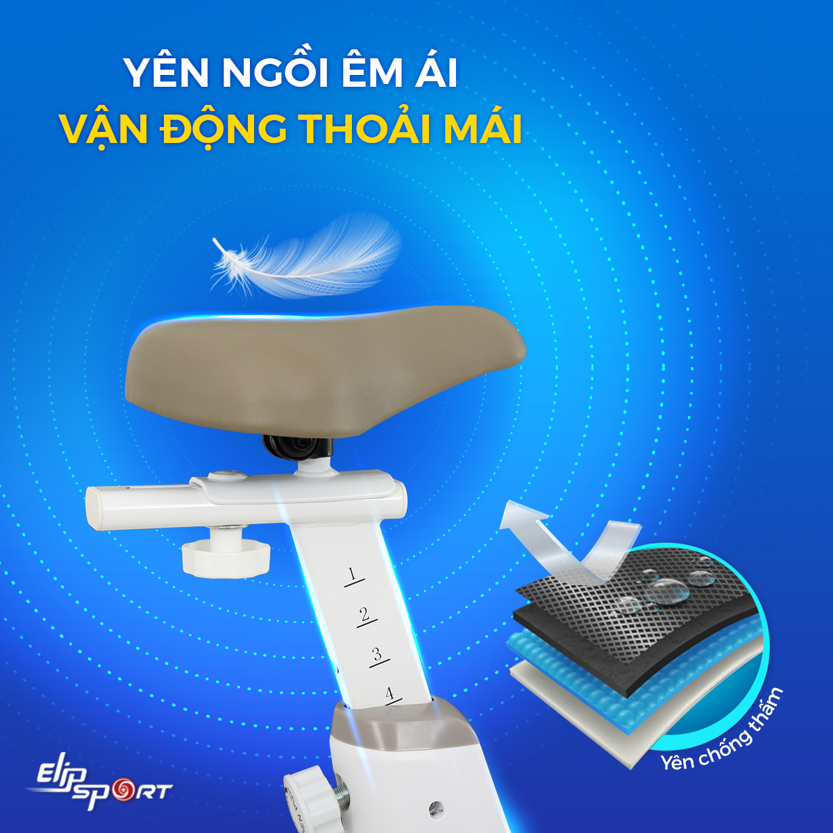 Xe Đạp Tập Thể Dục Tại Nhà ELIP Whitney - Sang Trọng, Đẳng Cấp, Dễ Dàng Điều Chỉnh Chế Độ Tập, Chất Liệu Cao Cấp