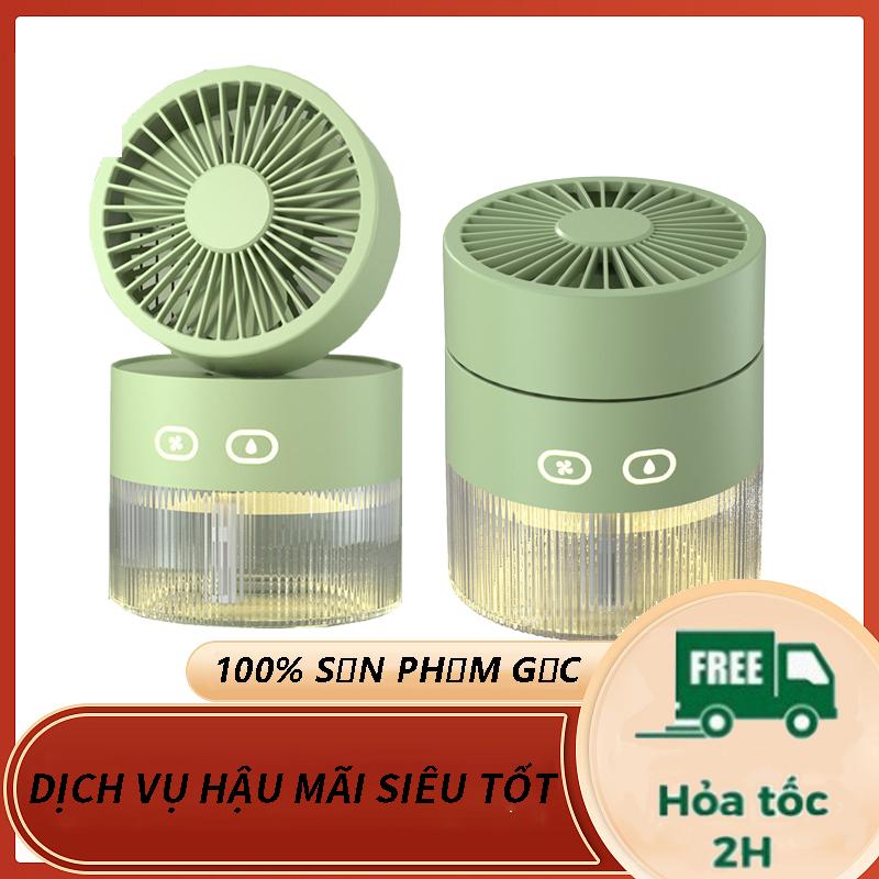 Máy phun sương Quạt mini hơi nước tích điện để bàn phun sương 3 tốc độ gió, cổng sạc USB, xoay 120 độ, có đèn led,dung t