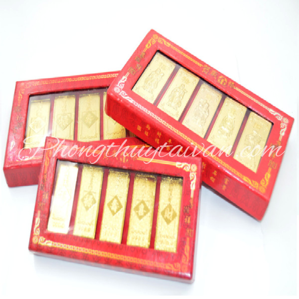 Thỏi vàng 5 thanh/hộp 2.2cm chiêu lộc