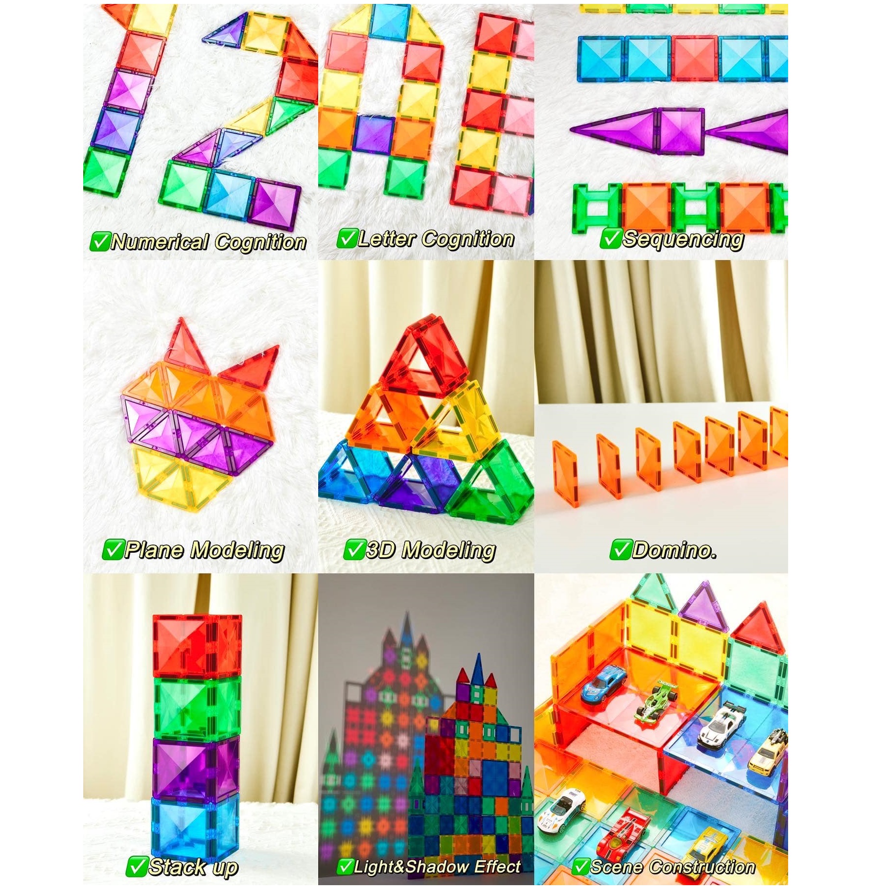 Đồ Chơi Xếp Hình Nam Châm Cầu Vồng Đa Sắc Mideer Colorful Magnetic Tiles