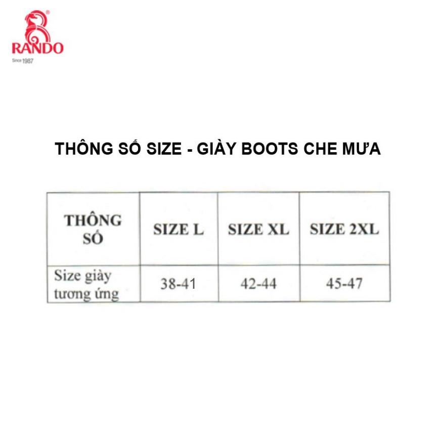 Giày Boots Đi Mưa RANDO Cao Cấp, GIÁ SỈ, Bọc Bảo Vệ Giày Cho Nam Nữ, Nhựa Chống Nước Bền Bỉ