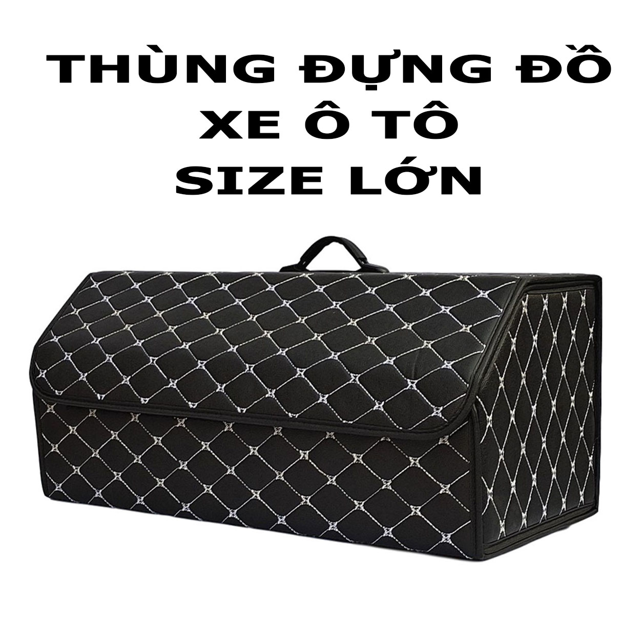 Hộp Đựng Đồ Cốp Ô Tô Cỡ Lớn; Bọc Da Sang Trọng; Có Thể Gập Lại; Trang Trí Nội Thất Xe Hơi