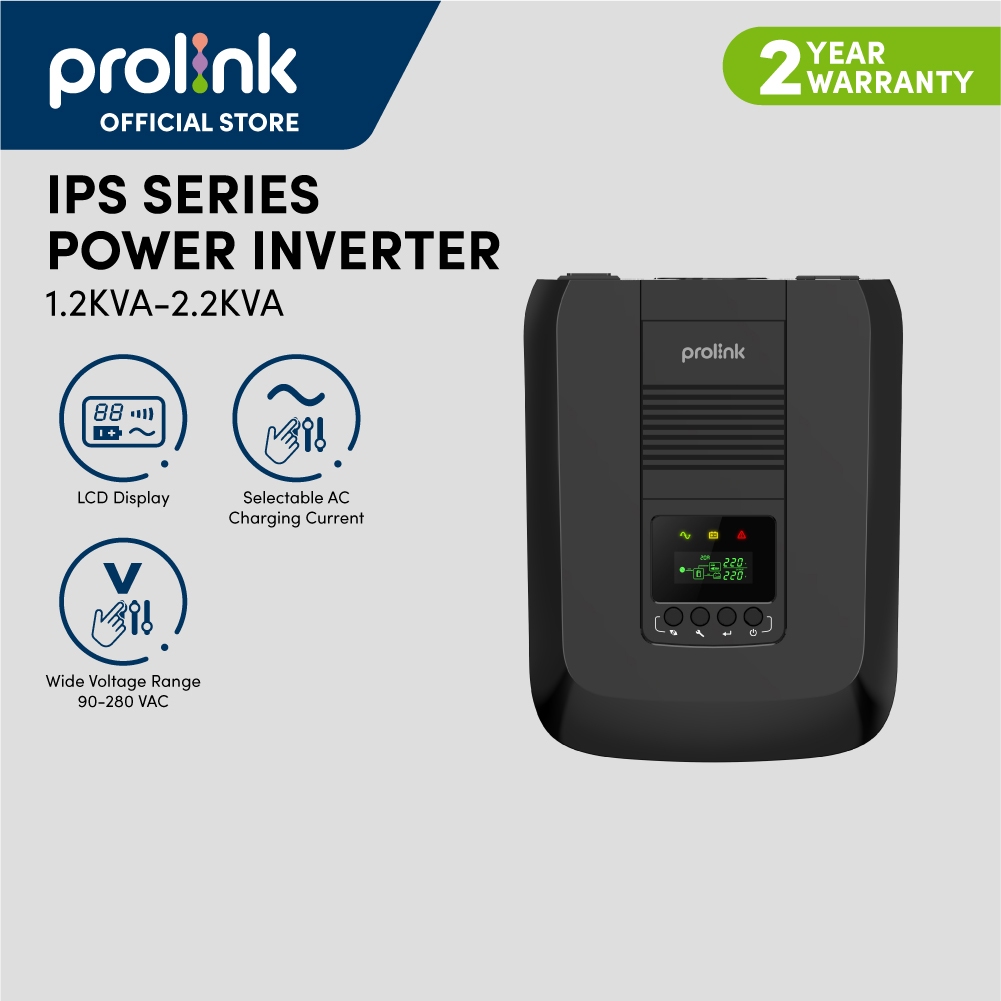 Bộ biến tần chính hãng Prolink IPS1202 (1200VA/1000W) cấp điện liên tục, ổn định điện dùng cho PC, thiết bị gia đình, hồ cá, CCTV..