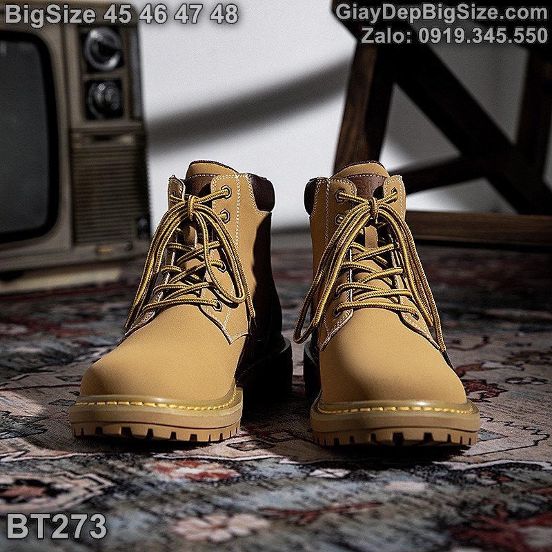 Giày boot (bốt) cổ cao cỡ lớn 45 46 47 48 cho nam cao to chân ú bè. Big size combat boots for wide feet