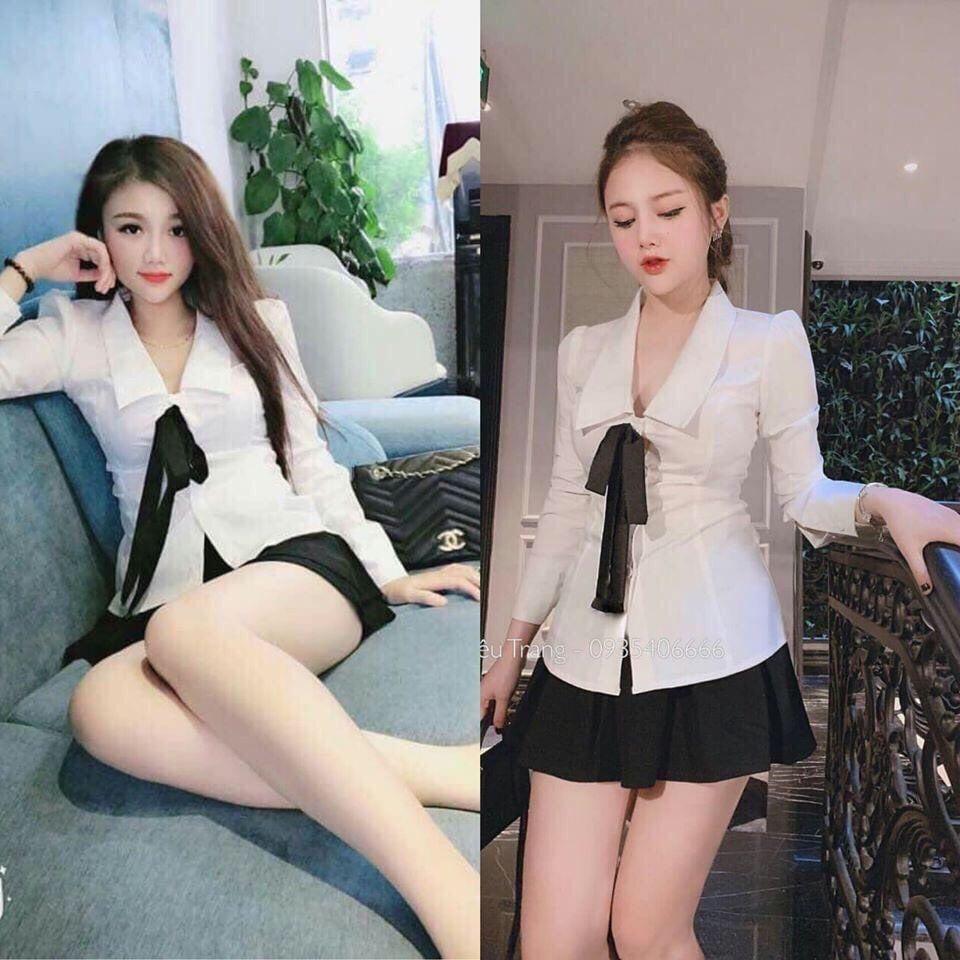 Đầm trắng tiểu thư kèm váy
