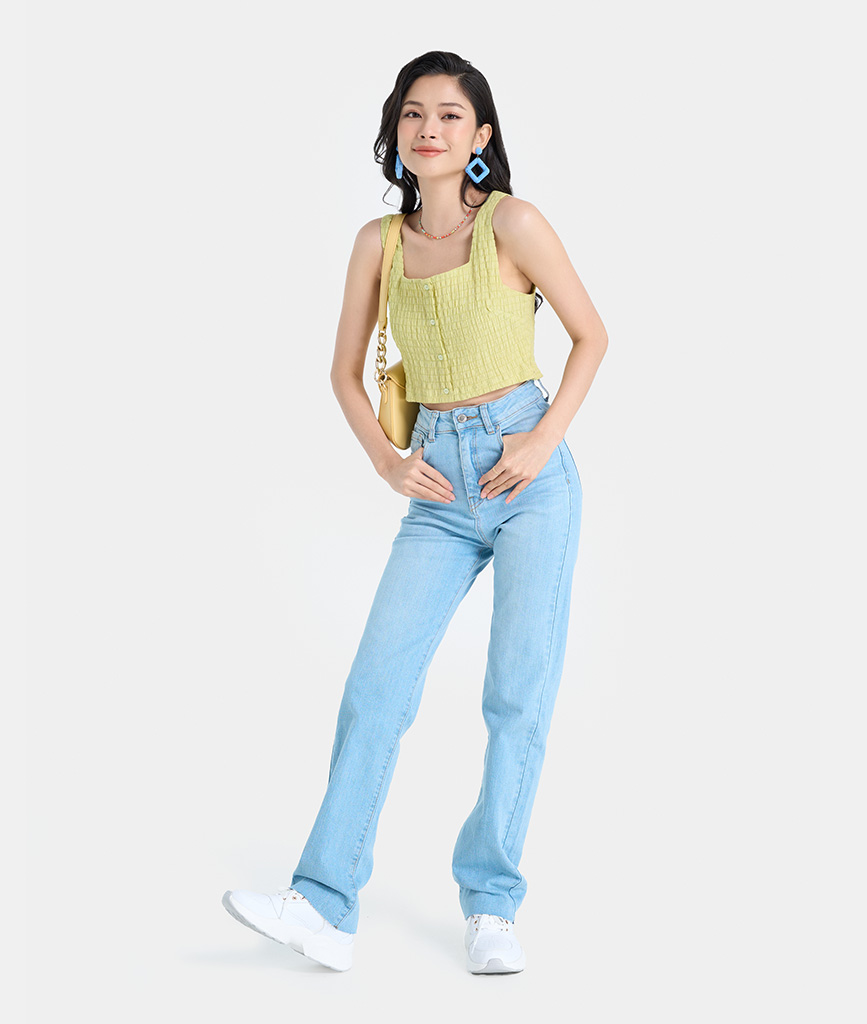 Quần Jeans Nữ Thời Trang HNOSS Ống Đứng HNQDA020